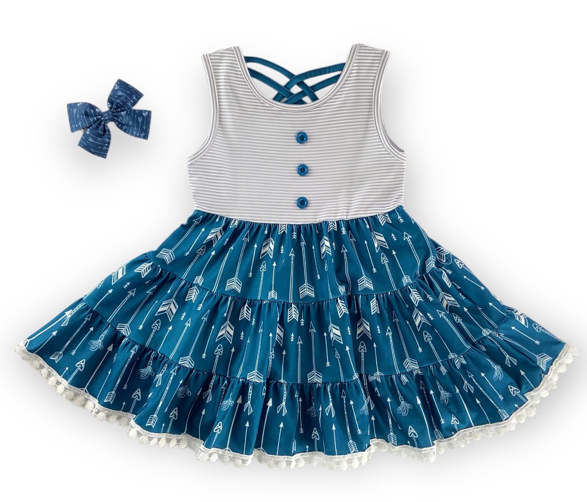 Striped Arrows Criss Cross Dress with Matching Bow SW-00003